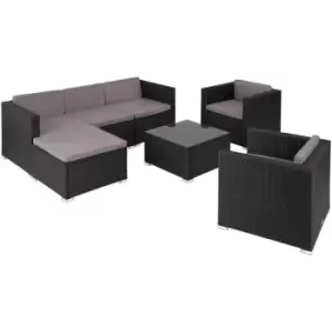 image of Rattan Garden Furniture Lignano Set 6 Seats, 1 Table - Rattan lounge, garden lounge, lounge set - Black - black