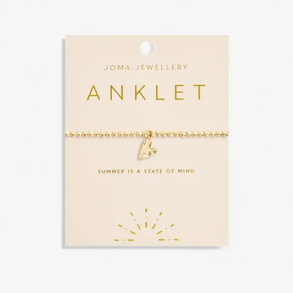 Image of Anklet Hammered Heart Gold Plated Anklet 23cm Stretch Anklet 6950