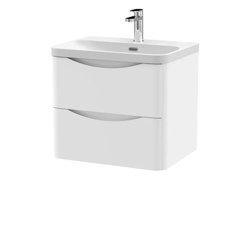 Image of Balterley Arch Wall Hung 2-Drawer Bathroom Vanity, Ceramic Basin, White, 600mm in White White Unisex