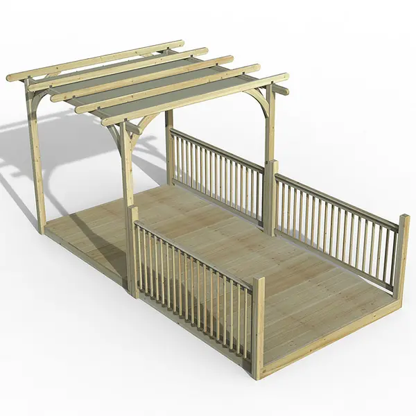 image of 8' x 16' Forest Pergola Deck Kit with Retractable Canopy No. 8 (2.4m x 4.8m)