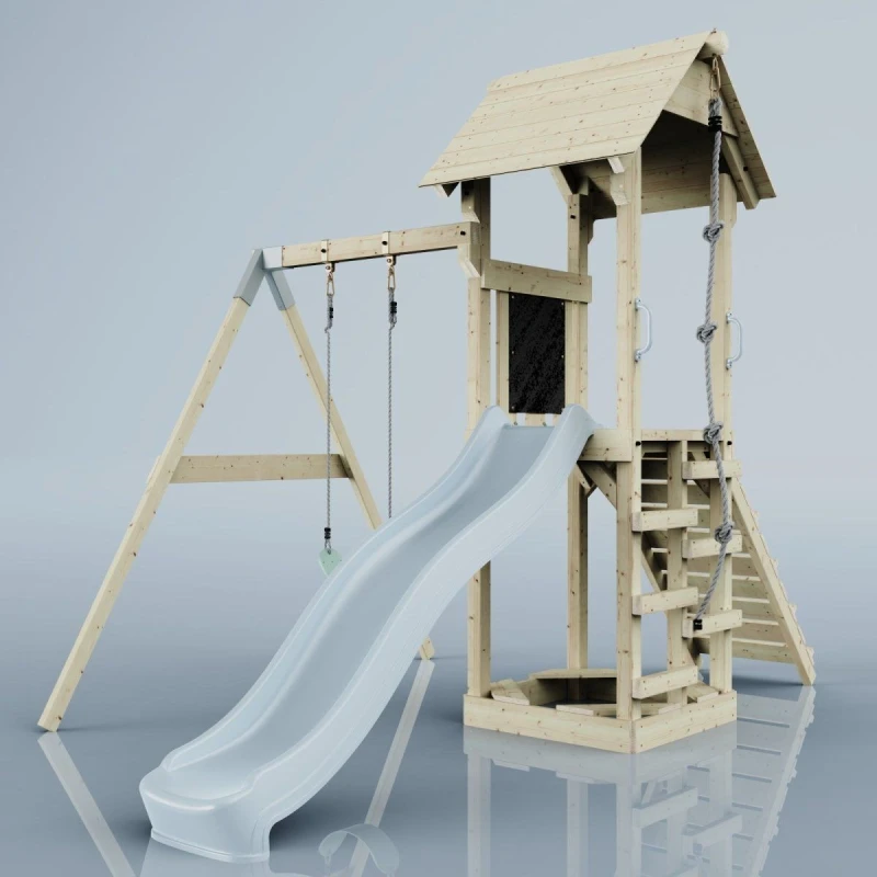 Image of OutdoorToys PolarPlay Tower Kids Wooden Climbing Frame - Swing Destin Mist in Beige Beige Unisex