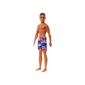 image of Barbie Ken Beach Dark Skin Doll with Swim Pants