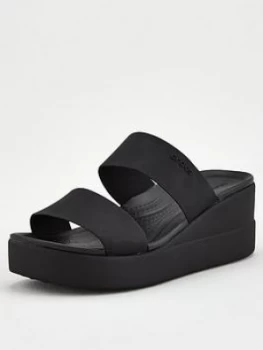 image of Crocs Brooklyn Mid Wedge Mule Sandal - Black, Size 3, Women