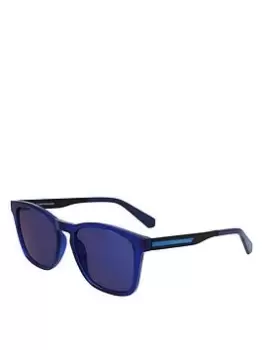Image of Calvin Klein Jeans Calvin Klein Rectangular Sunglasses, Blue, Men
