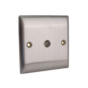 Image of SMJ Coaxial TV Socket 1-Gang Brushed Steel