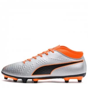 image of Puma ONE 4 FG Football Boots - Silver/Orange