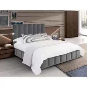 Image of Nora Upholstered Beds - Plush Velvet, Small Double Size Frame, Grey - Grey