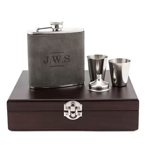 image of Personalised Black Monogram Hip Flask