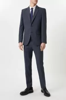 Image of Tailored Fit Navy Overcheck Suit Trousers