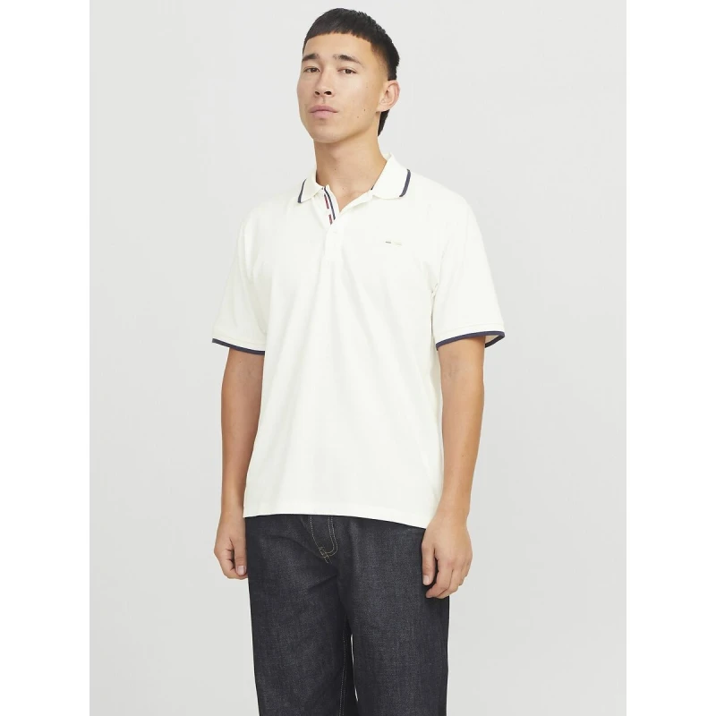 Image of jack & jones Slim Fit Polo Shirt with Short Sleeves Ecru Cotton M