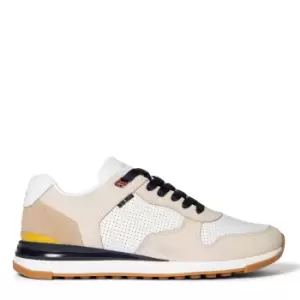 Image of Paul Smith Mixed Fabric Sporty Trainers In White - Size 9