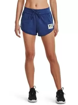 Image of Under Armour Project Rock Terry Short, Blue, Size XL, Women