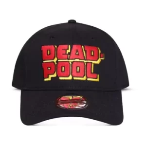 Image of MARVEL COMICS Deadpool Big Letters Logo Adjustable Baseball Cap, Unisex, Black (BA613551DED)