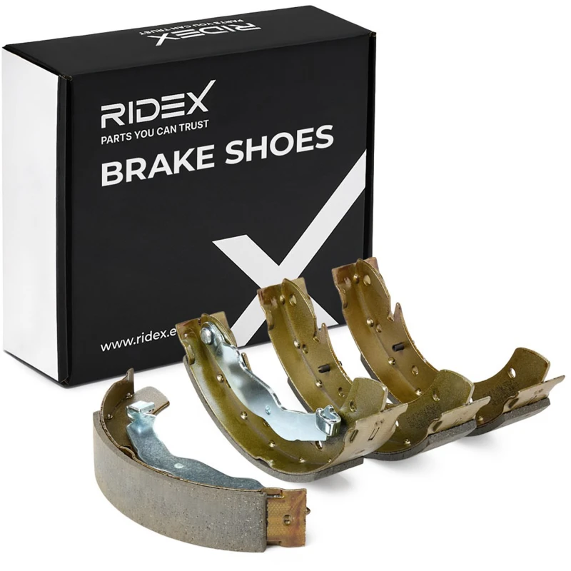 Image of RIDEX 70B0190 Brake Shoes Rear Axle, with handbrake lever Brake Shoe Set (70)