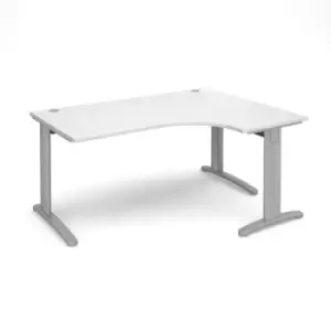 image of Office Desk Right Hand Corner Desk 1600mm White Top With Silver Frame 1200mm Depth TR10 TDER16SWH