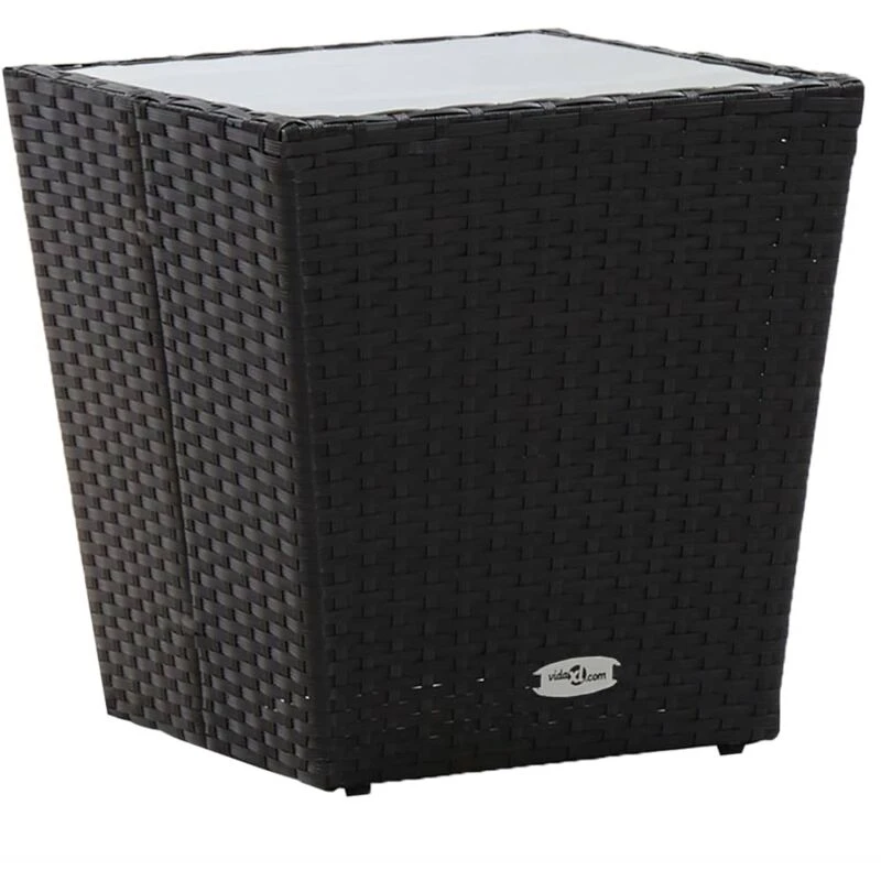 Image of VIDAXL Tea Table Black 41.5x41.5x43cm Poly Rattan and Tempered Glass Vidaxl 8719883727455