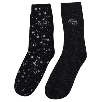 image of Firetrap 2 Pack Glitter Socks Ladies - Black/Grey