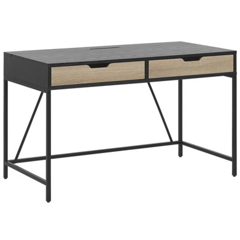 Image of Beliani Home Office Desk Jena Black 120 Cm 60 Cm With Drawers