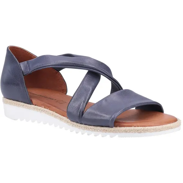 image of Hush Puppies Womens Gemma Leather Strappy Wedge Sandals - UK 5 Blue female GDE2390NVY5