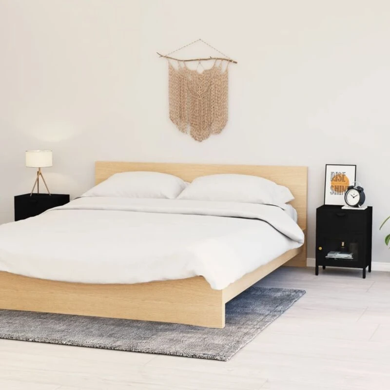 Image of VIDAXL Nightstands 2 pcs Black 40x30x54.5cm Steel and Glass Vidaxl 8720286847442