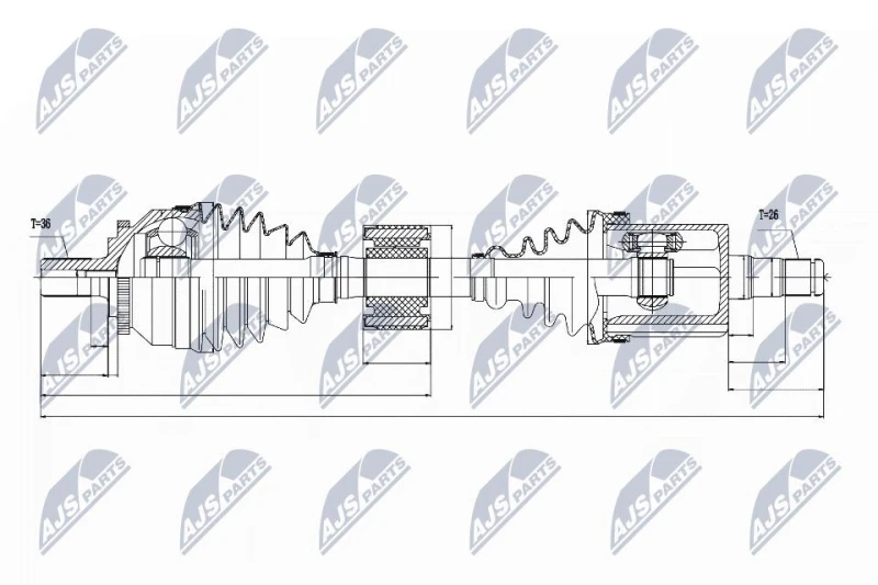 Image of NTY NPW-VV-028 Drive shaft Manual Transmission, Front Axle Left Drive Shaft (13)