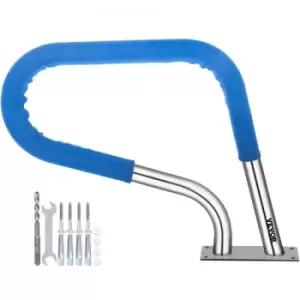 Image of VEVOR Pool Rail 32x23 Pool Railing 304 Stainless Steel 250LBS Load Capacity Silver Rustproof Pool Handrail Humanized Swimming Pool Handrail with Blue