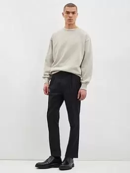 Image of Burton Menswear London Burton Slim Pleat Front Trousers, Navy, Size 32, Inside Leg Regular, Men