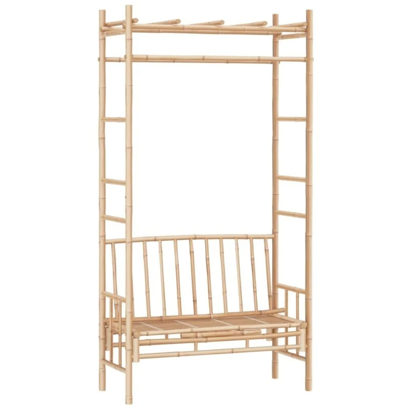 Image of vidaXL Garden Bench with Pergola 116cm Bamboo, Brown 341742