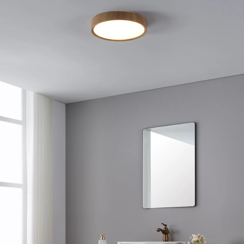 Image of EGLO Musurita Natural Wood & Plastic Diffuser Ceiling Light Brown