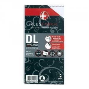 Image of Plus Fabric DL 110gsm Peel and Seal Envelope White Pack 25 61335BG