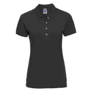 Image of Russell Womens/Ladies Stretch Short Sleeve Polo Shirt (XS) (Black)