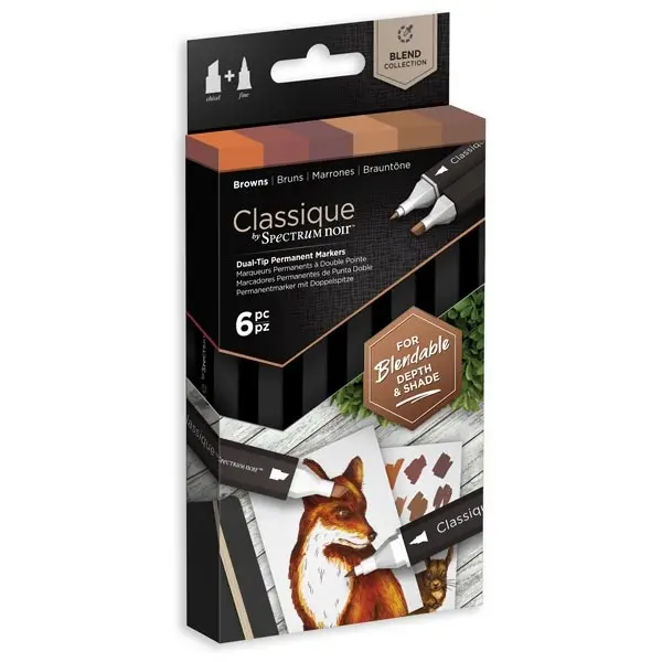 Image of Spectrum Noir Classique Blend Marker Pen Set Browns Set of 6