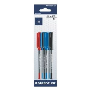 image of Staedtler Stick 430 Ballpoint Medium Assorted Pack of 60 420MSBK6D