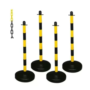 Image of Barrier Kits - 4 Posts, 8mm Chain, Concrete base, White