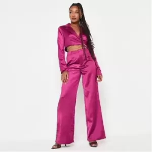 Missguided Co Ord Wide Leg Satin Trousers - Pink