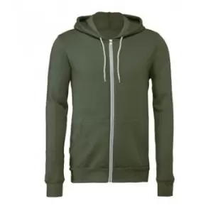 Image of Bella + Canvas Adults Unisex Full Zip Hoodie (L) (Military Green)