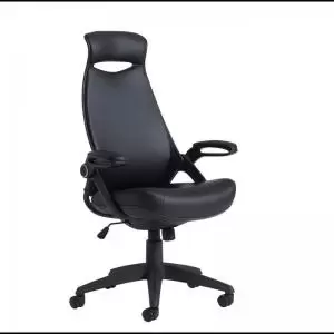 image of Tuscan high back managers chair with head support - Black faux leather