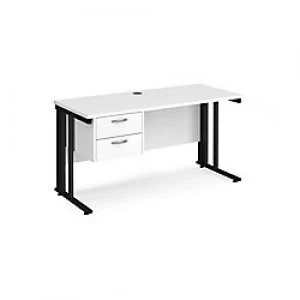 image of Maestro 25 Cable Managed Desk with 2 Drawer Pedestal Depth 600 mm Oak