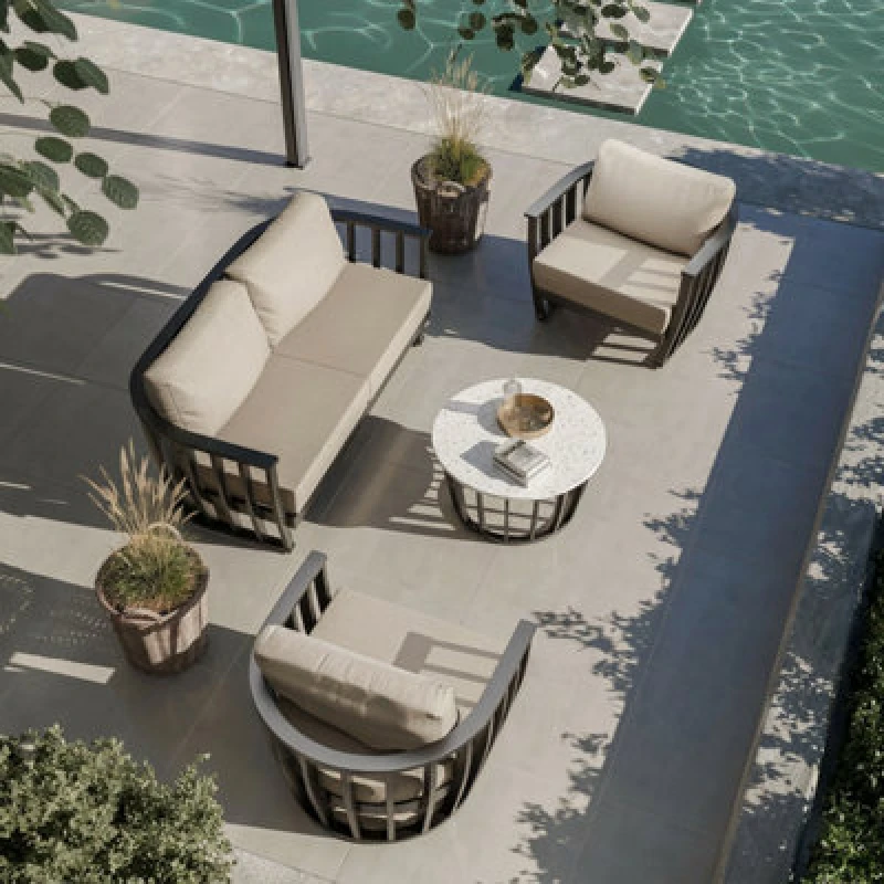 Image of Royalcraft Lucca 5-Seater Black Aluminium Lounging Set With Coffee Table