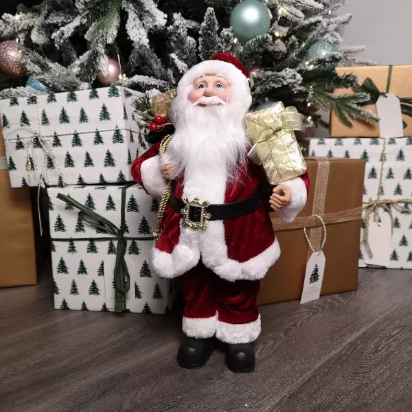 Image of 40cm Red Standing Santa with Gift Sack Christmas Indoor Decoration
