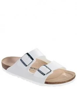 Image of Birkenstock Arizona Narrow Two Strap Slide Sandal - White, Size 5, Women