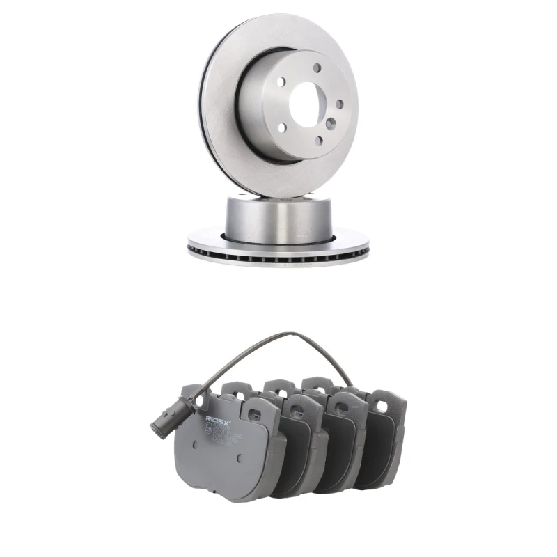 Image of RIDEX 3405B3230 Brake disc and pads set Front Axle, incl. wear warning contact Brake Set,disc brakes (3405)