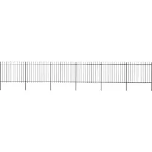 image of Garden Fence with Spear Top Steel 10.2x1.5 m Black vidaXL - Black