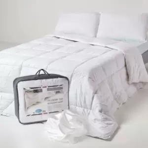 Image of Indulgent Pure Mulberry Silk Blend 4.5 Tog Spring/Summer Duvet, Single - White - Homescapes
