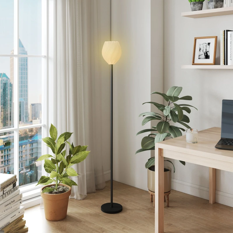 Image of HOMCOM HOMCOM 3D Printed Floor Lamp with Shade, E27 Holder without Bulb, White White One Size Unisex 5063603961135