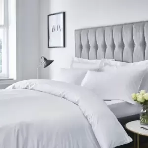Image of Catherinelansfield - Catherine Lansfield Platinum Satin Stripe 300 Thread Count Duvet Cover Set, White, King