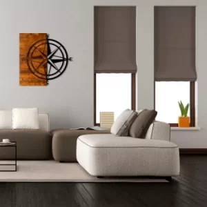 Image of Pusula Walnut Black Decorative Wooden Wall Accessory