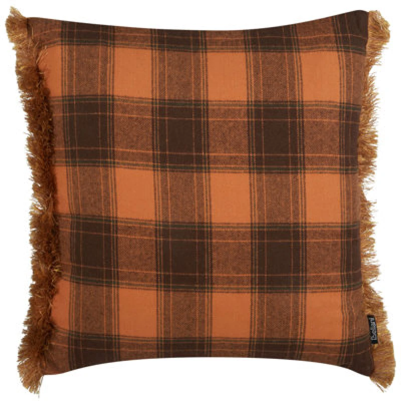 Image of Beliani Throw Cushion Barja 45 X 45cm Orange Checked