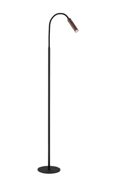 image of Floor Lamp, 1 Light Adjustable Switched, 1 x 7W LED, 3000K, 436lm, Black, Satin Copper