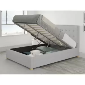 Image of Presley Ottoman Upholstered Bed, Kimiyo Linen, Silver - Ottoman Bed Size King (150x200)